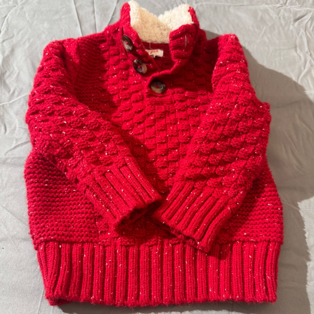 Cat & Jack Red Pullover  Knit Sweater with Buttons Size 12M